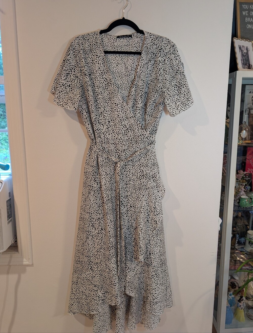 Simplee Apparel Black & White Speckled High-Low Wrap Dress